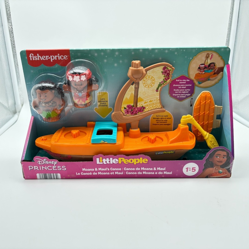 New! Fisher Price Little People Disney Princess Moana Maui Canoe Boat Raft Sail
